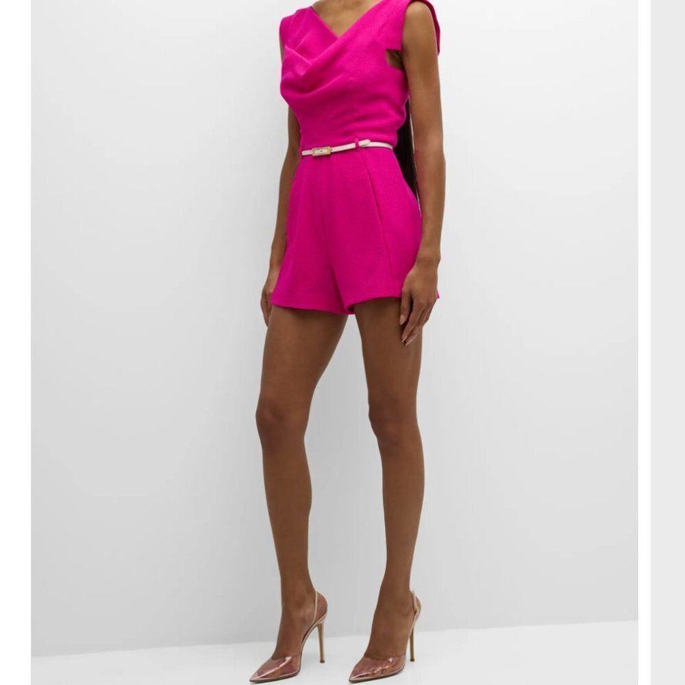 NWT BLACK HALO Pink‎ Jackie O Romper Belted Crepe Playsuit Size 4